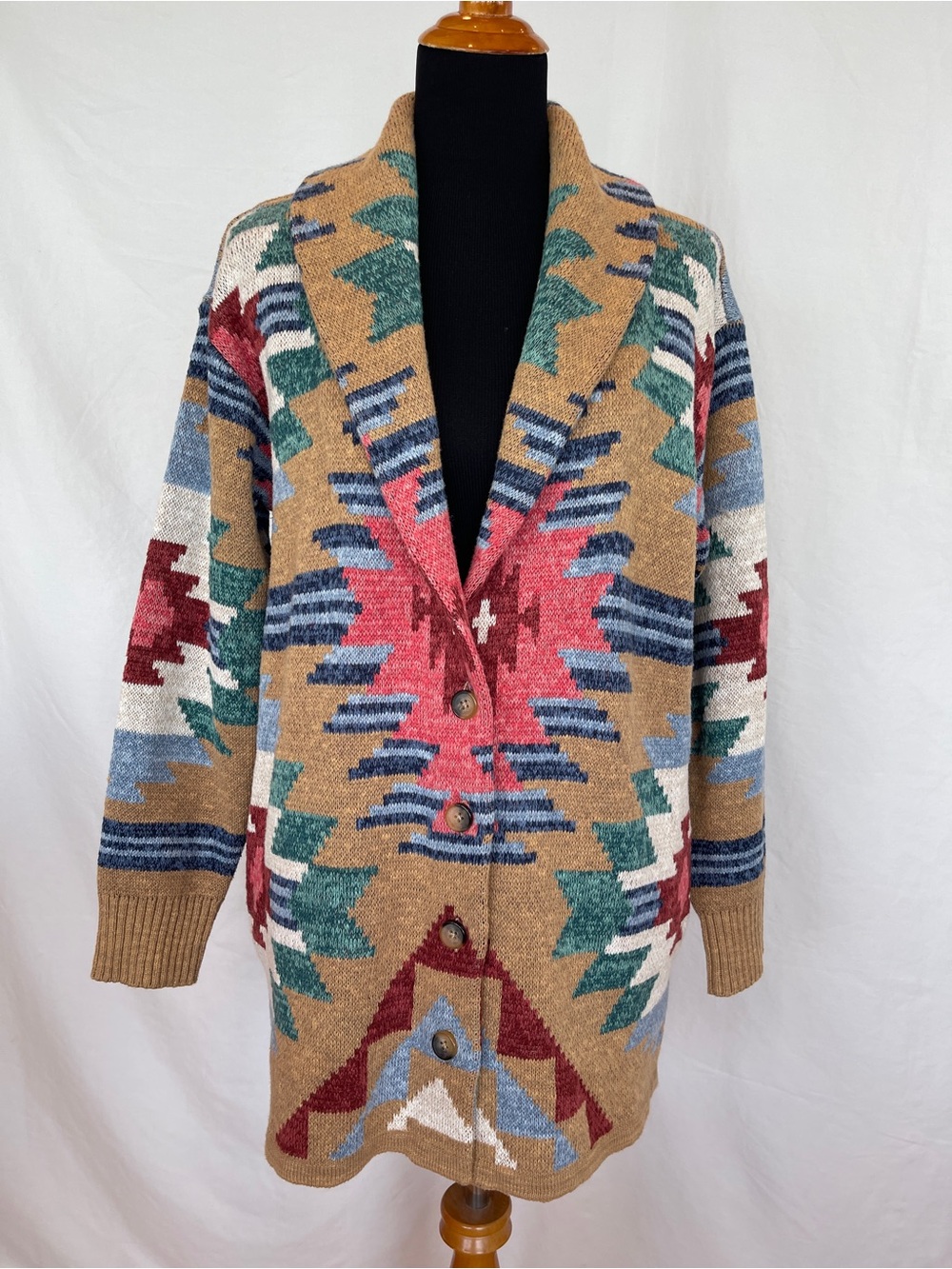Lucky Brand Aztec Navajo Southwest Tribal Cardigan Shawl Collar Medium SOLD OUT